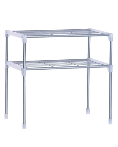 Over the microwave stand with 2 tier shelves-white