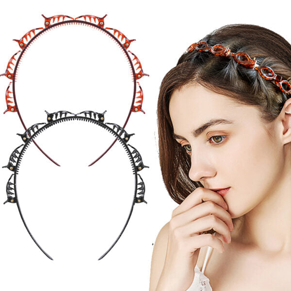 Pack Of 3 Double Bangs Hairstyle Hair Clips Hairpin Head Hoop Twist Plait Clip Front Hair Clips Hairpin Headband Beauty Tool